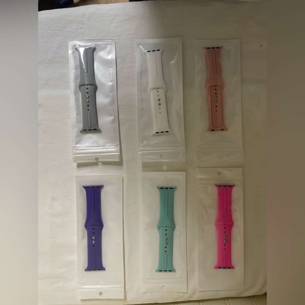 6 NEW 38MM  bands for Apple Watch S/M HuanlongTM New Soft Silicone Sport Style